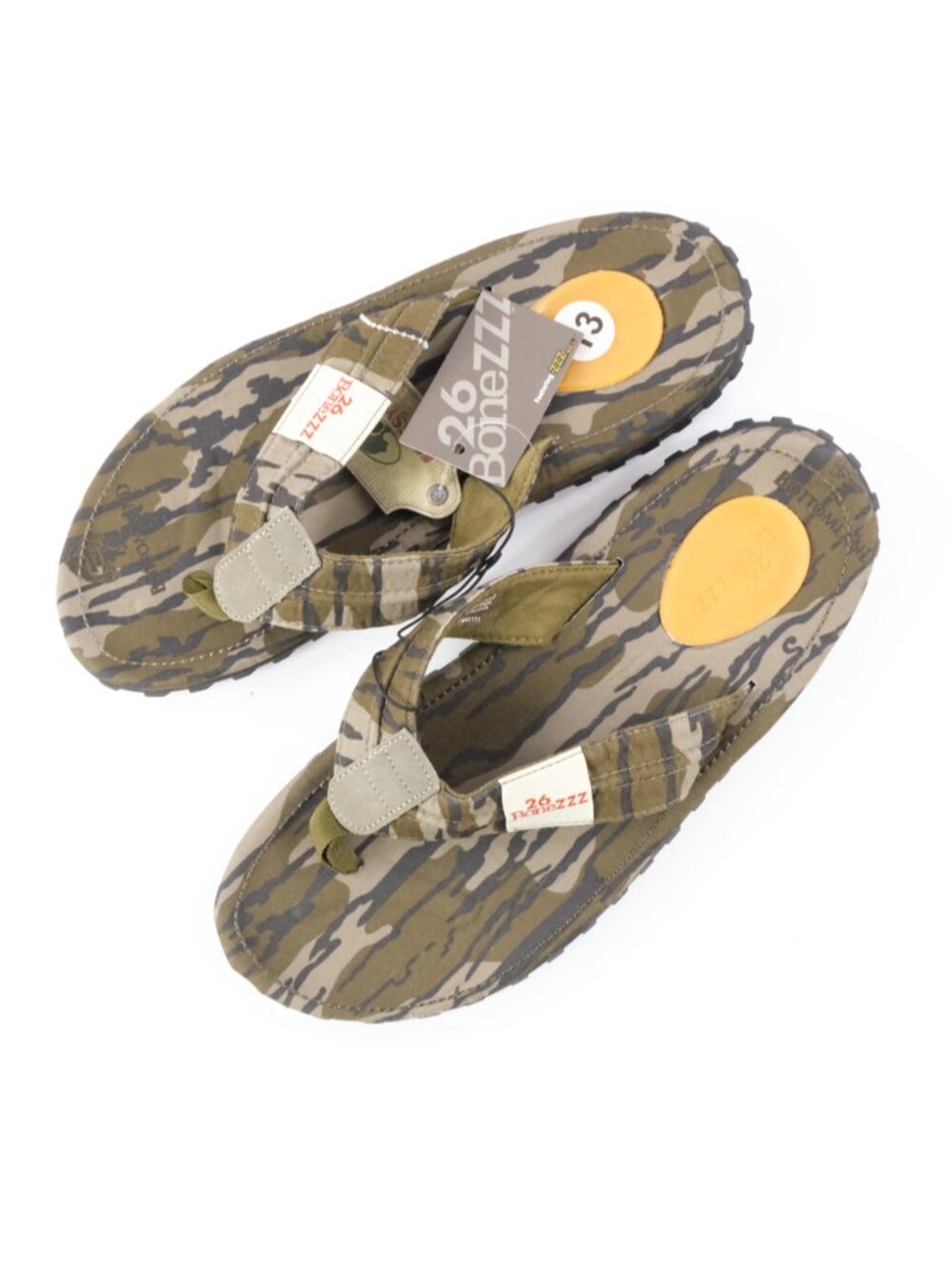 26 Bonezzz Chillzzz Mossy Oak Flip Flops for Men Memory Foam Sandals Size 12 NWT